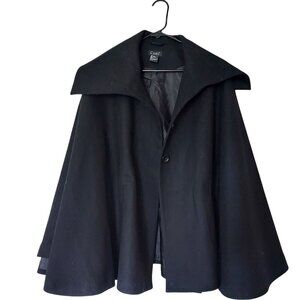 Black Wool/Viscose Batwing Cape